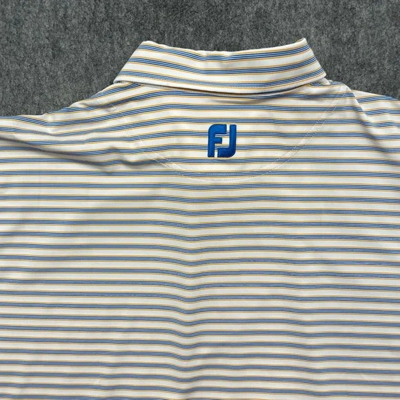 FootJoy Shirt Mens 2XL White Striped Performance Golf Polo Short Sleeve - Picture 15 of 16